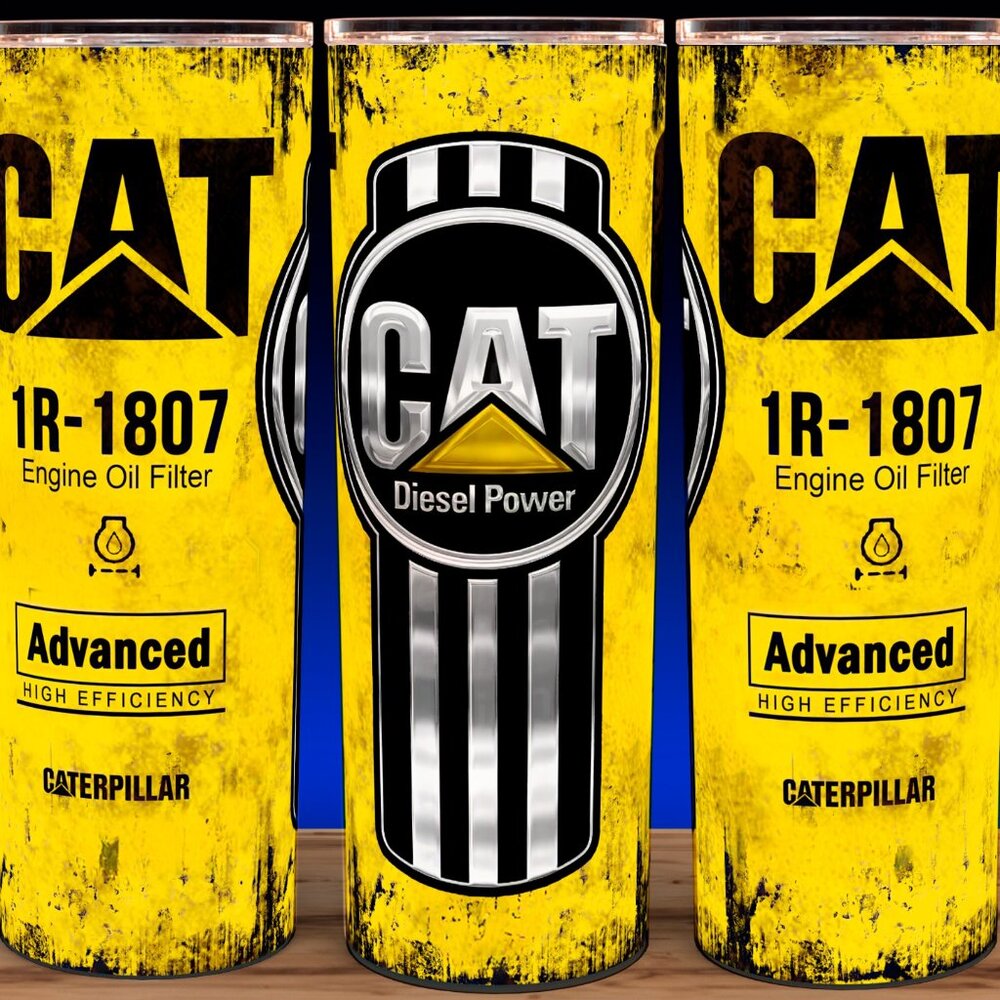 Cat Caterpillar 1R-1807 Grunge Distressed Excavator Oil Filter Cup Mug Tumbler